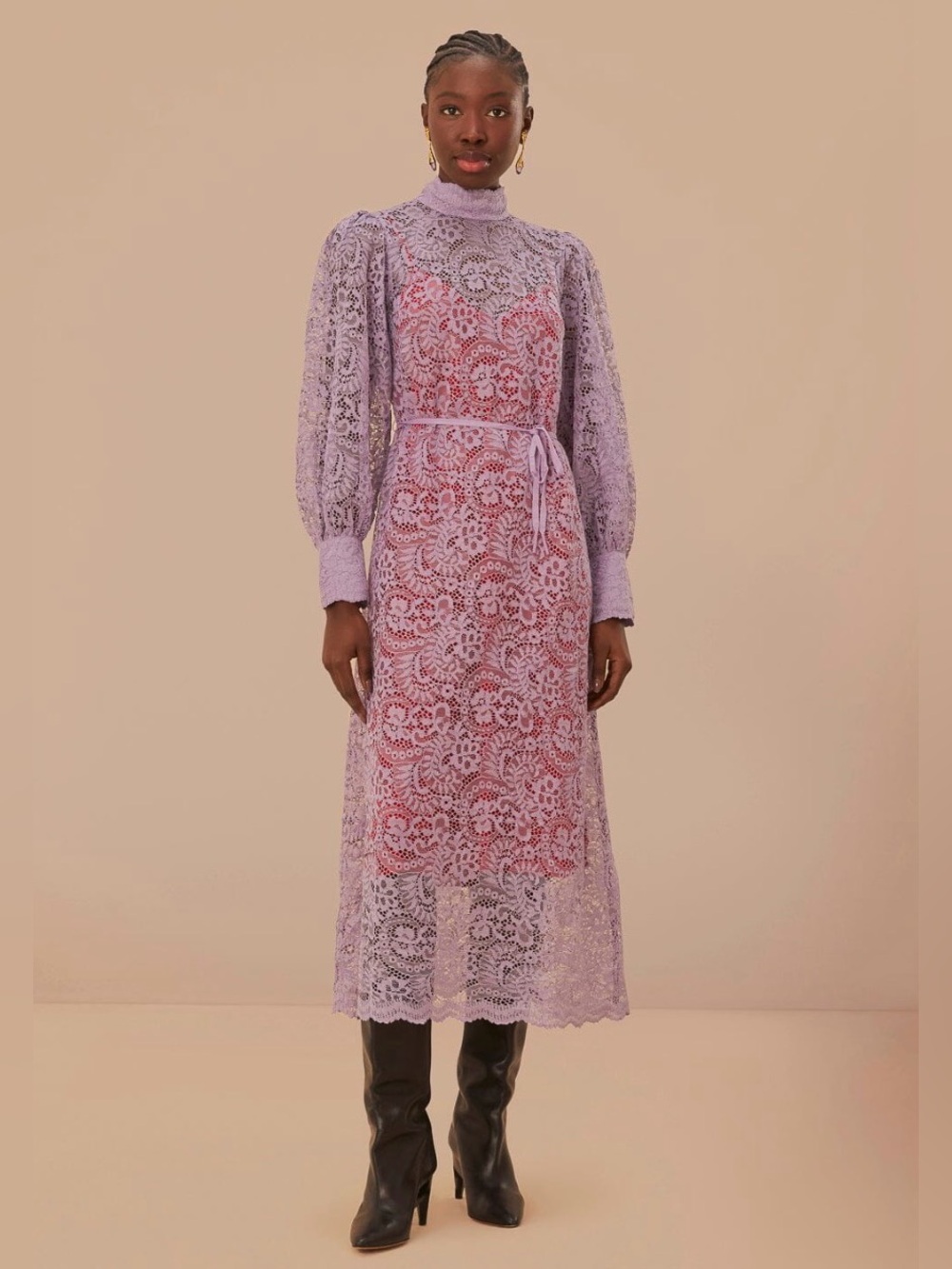 FARM RIO Lavender Lace Midi Dress L